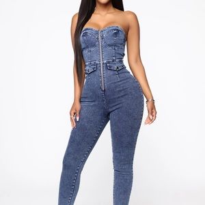 Lillian denim jumpsuit medium brand new